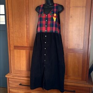The DISNEY Store  Vintage Winnie The Pooh Sleeveless Plaid Corduroy Dress Sz L